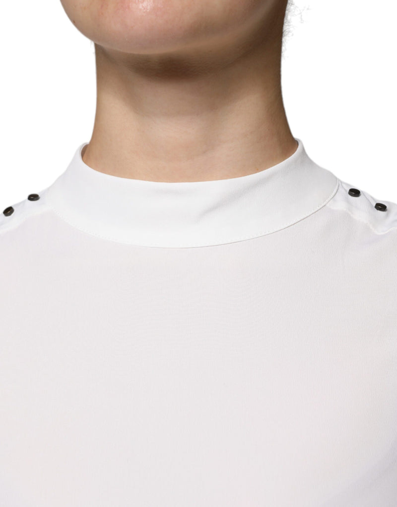 Patrizia Pepe White Mock Neck Sleeveless Tank Blouse Top