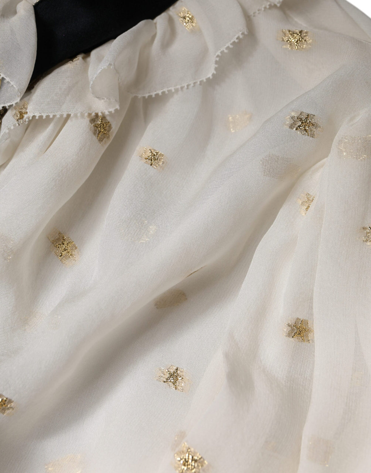 Dolce & Gabbana Blouse Top en Soie Off White avec Col Ascot