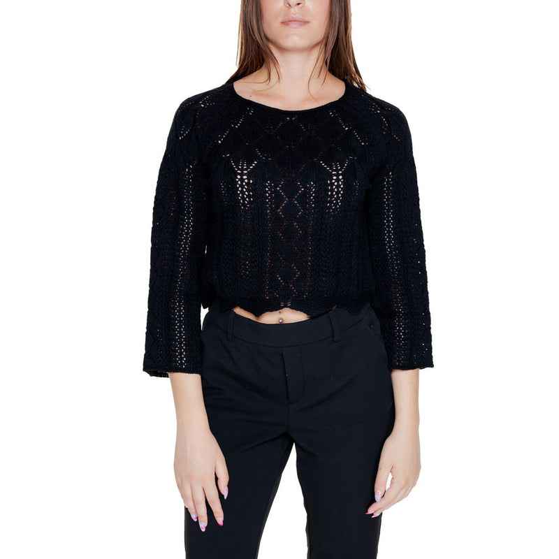 Vero Moda VMGINGER Black Cotton 3/4 Sleeve Pullover Sweater