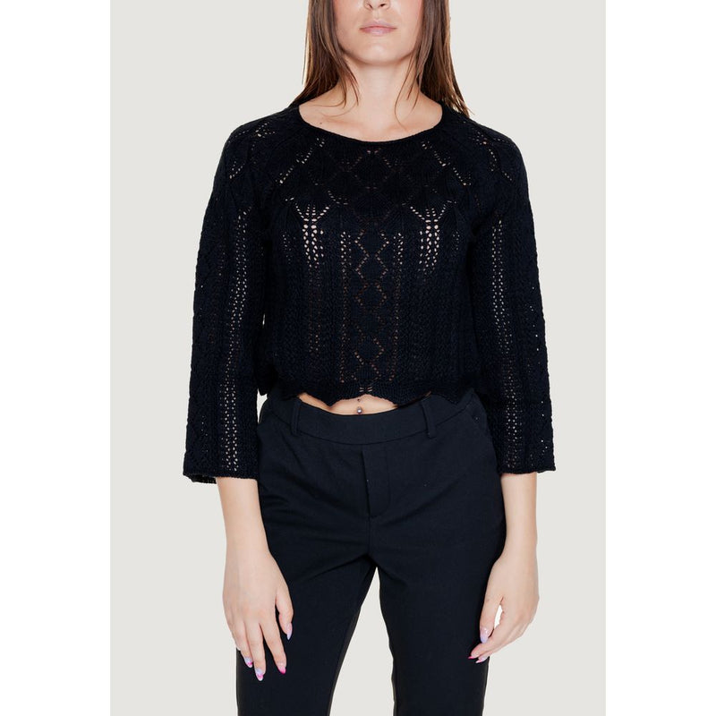 Vero Moda VMGINGER Black Cotton 3/4 Sleeve Pullover Sweater