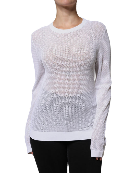 Dolce & Gabbana Top Long Manches Transparent Blanc
