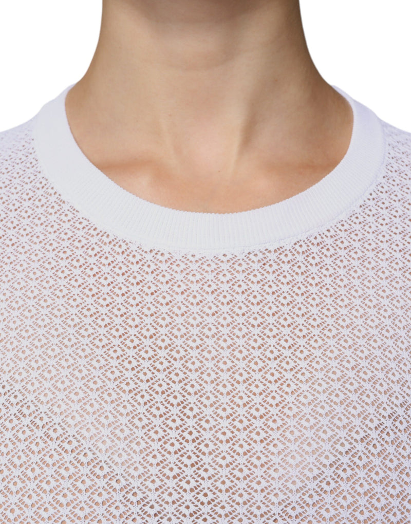 Dolce & Gabbana White Mesh See Through Long Sleeves Top
