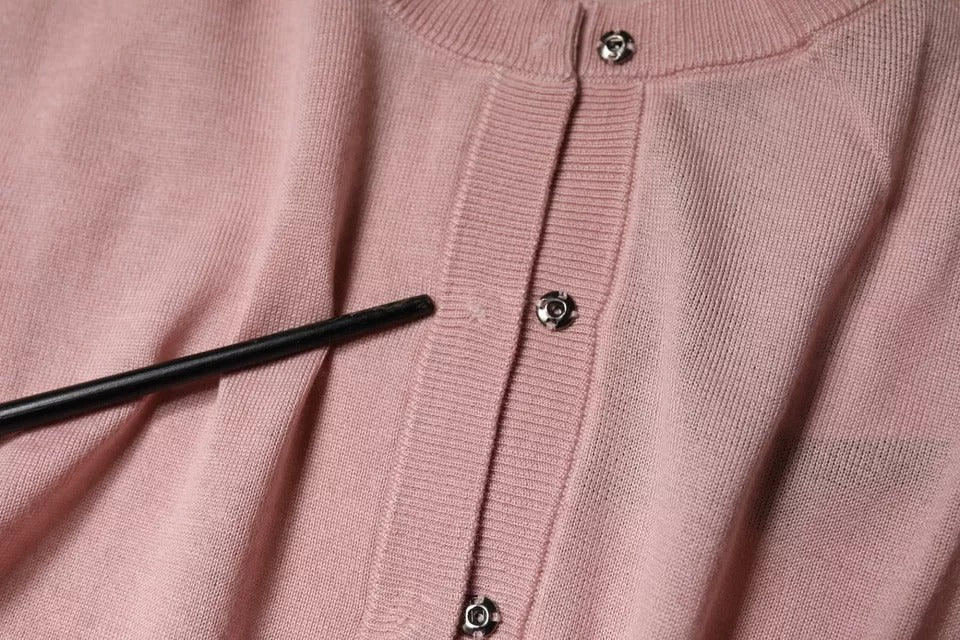 Dolce & Gabbana Cardigan en Laine Rose avec Boutons