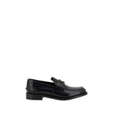Prada Black Leather Logo Loafers for Women