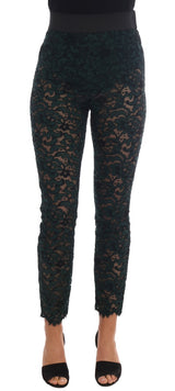 Leggings en dentelle florale verte Dolce &amp; Gabbana