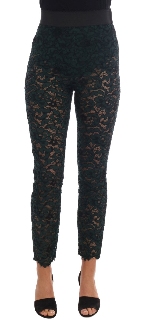 Leggings en dentelle florale verte Dolce &amp; Gabbana