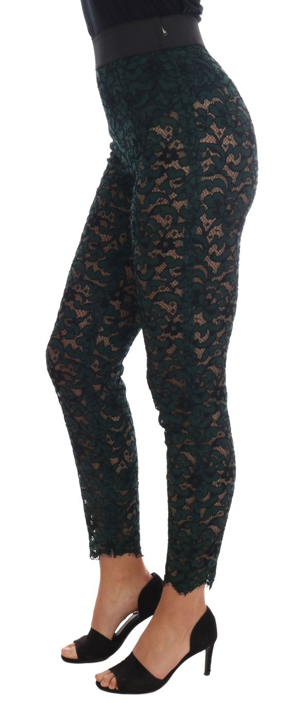 Leggings en dentelle florale verte Dolce &amp; Gabbana