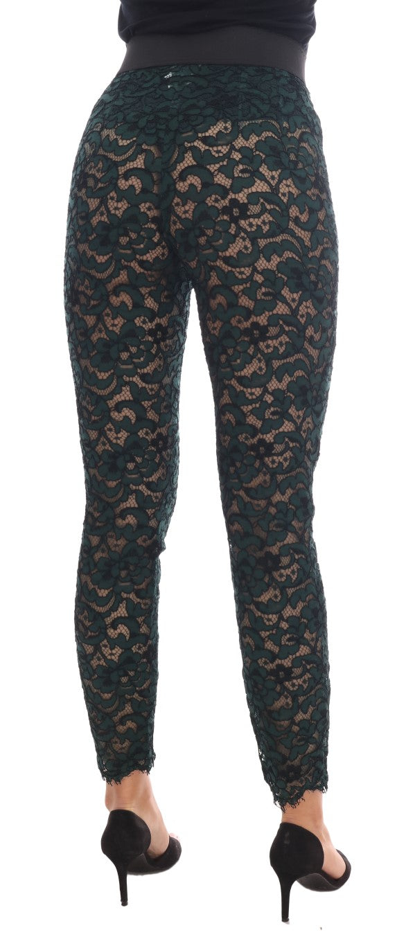 Leggings en dentelle florale verte Dolce &amp; Gabbana