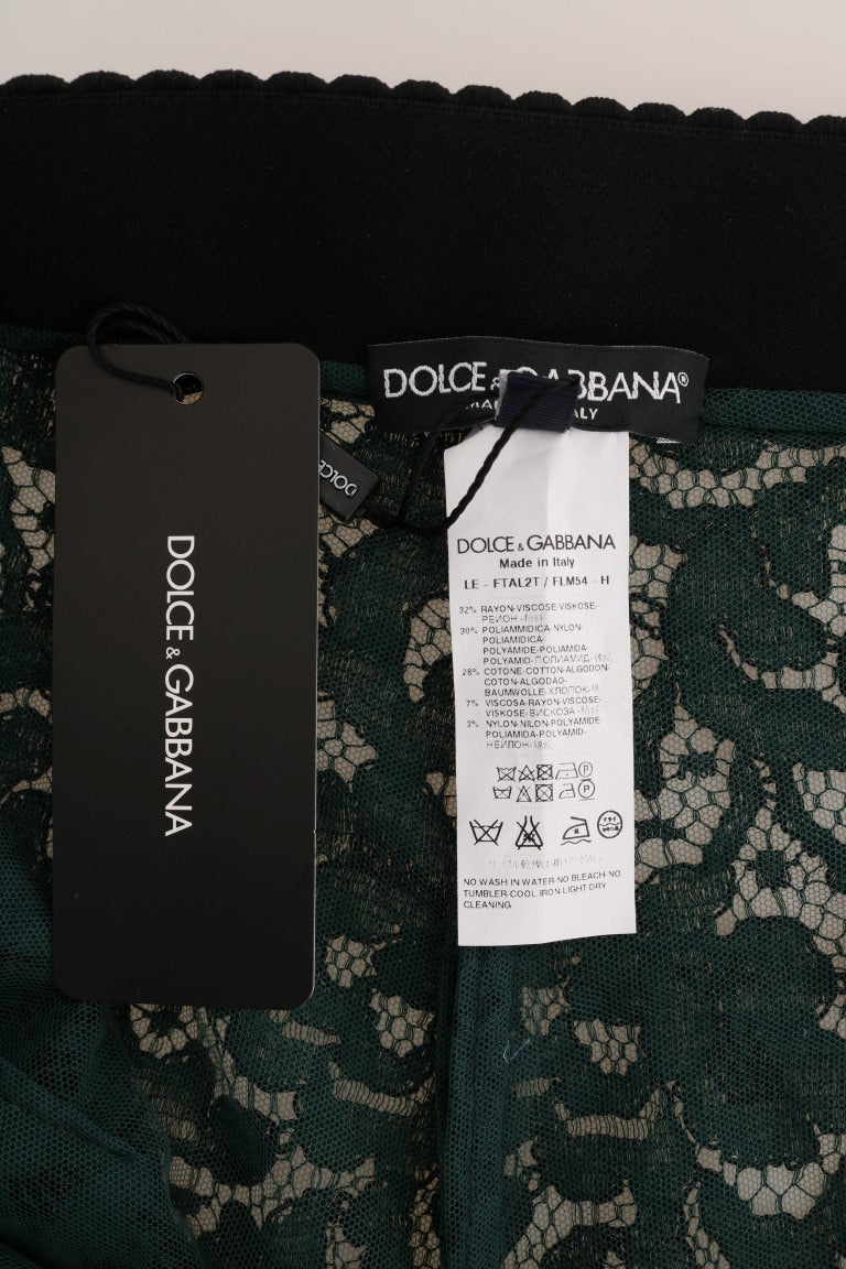 Leggings en dentelle florale verte Dolce &amp; Gabbana
