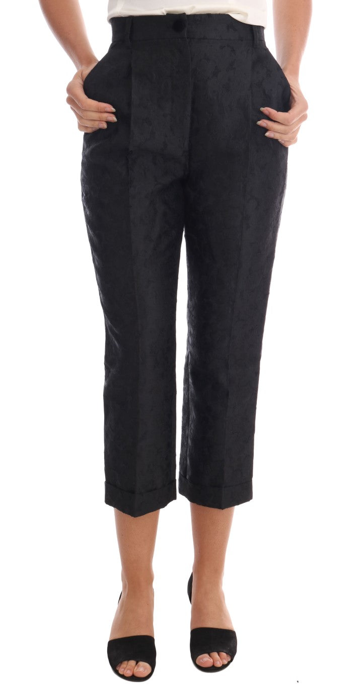 Pantalon Capri Dolce &amp; Gabbana en brocart floral noir