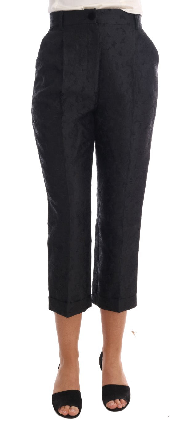 Pantalon Capri Dolce &amp; Gabbana en brocart floral noir