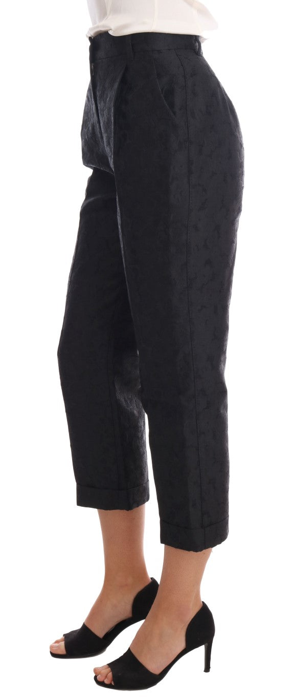 Pantalon Capri Dolce &amp; Gabbana en brocart floral noir