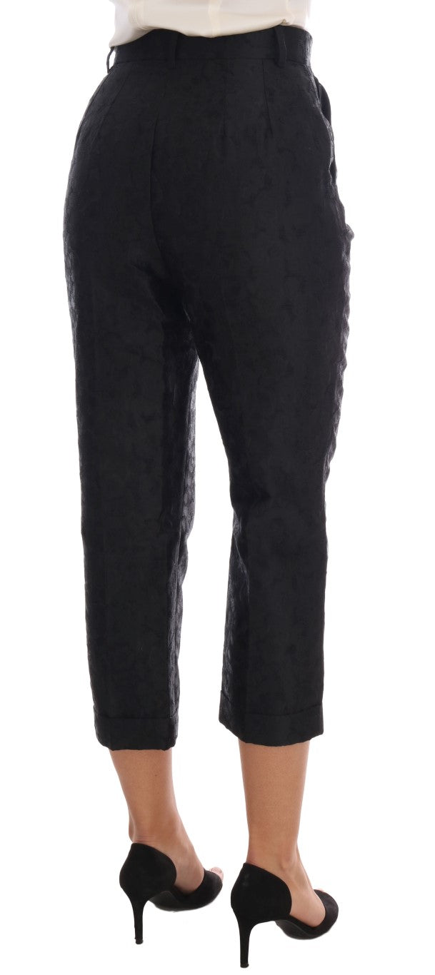 Pantalon Capri Dolce &amp; Gabbana en brocart floral noir