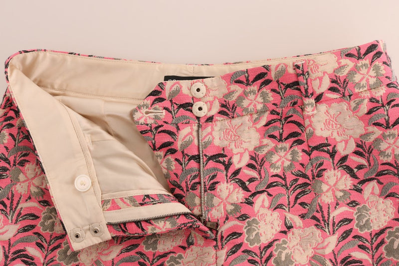 Pantalon Capri Dolce &amp; Gabbana en brocart floral rose