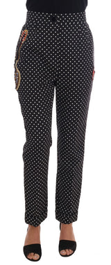 Pantalon Dolce &amp; Gabbana à pois noirs et cristaux Sicily