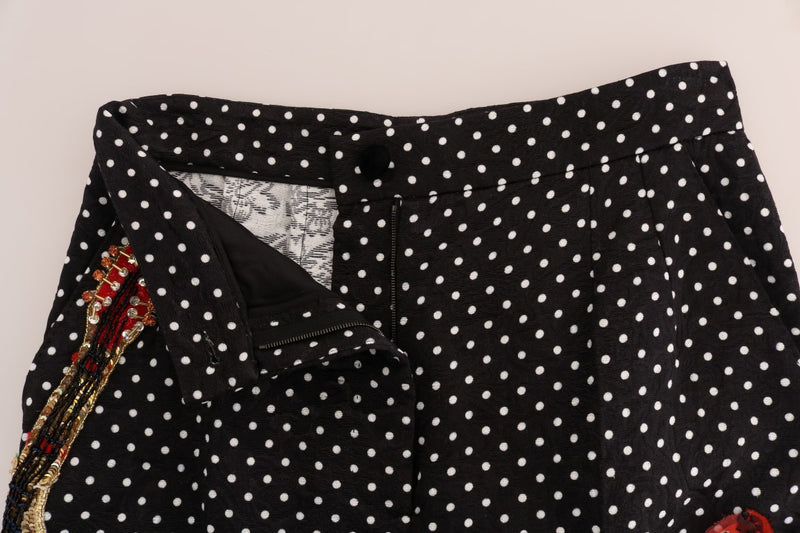 Pantalon Dolce &amp; Gabbana à pois noirs et cristaux Sicily