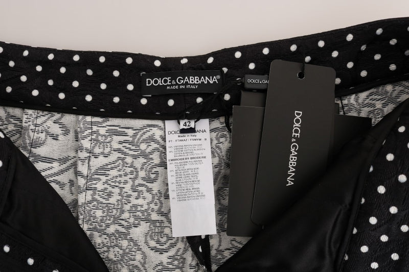 Pantalon Dolce &amp; Gabbana à pois noirs et cristaux Sicily