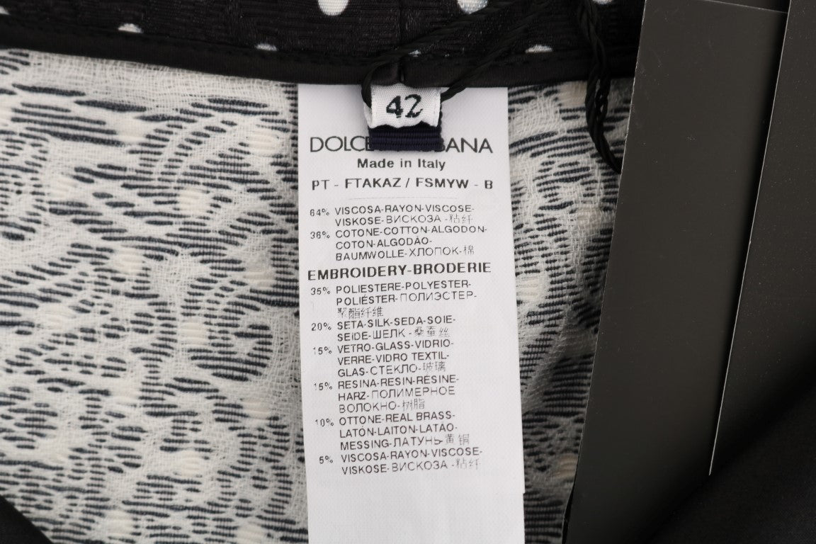 Pantalon Dolce &amp; Gabbana à pois noirs et cristaux Sicily