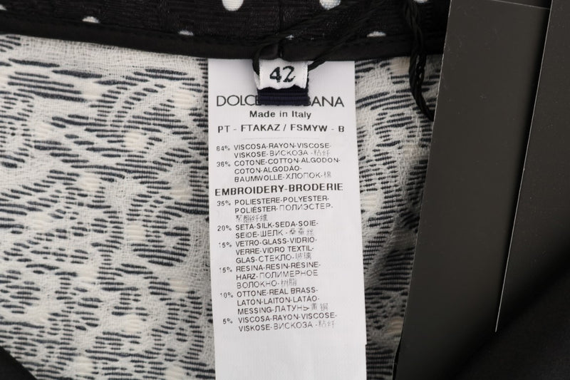 Pantalon Dolce &amp; Gabbana à pois noirs et cristaux Sicily