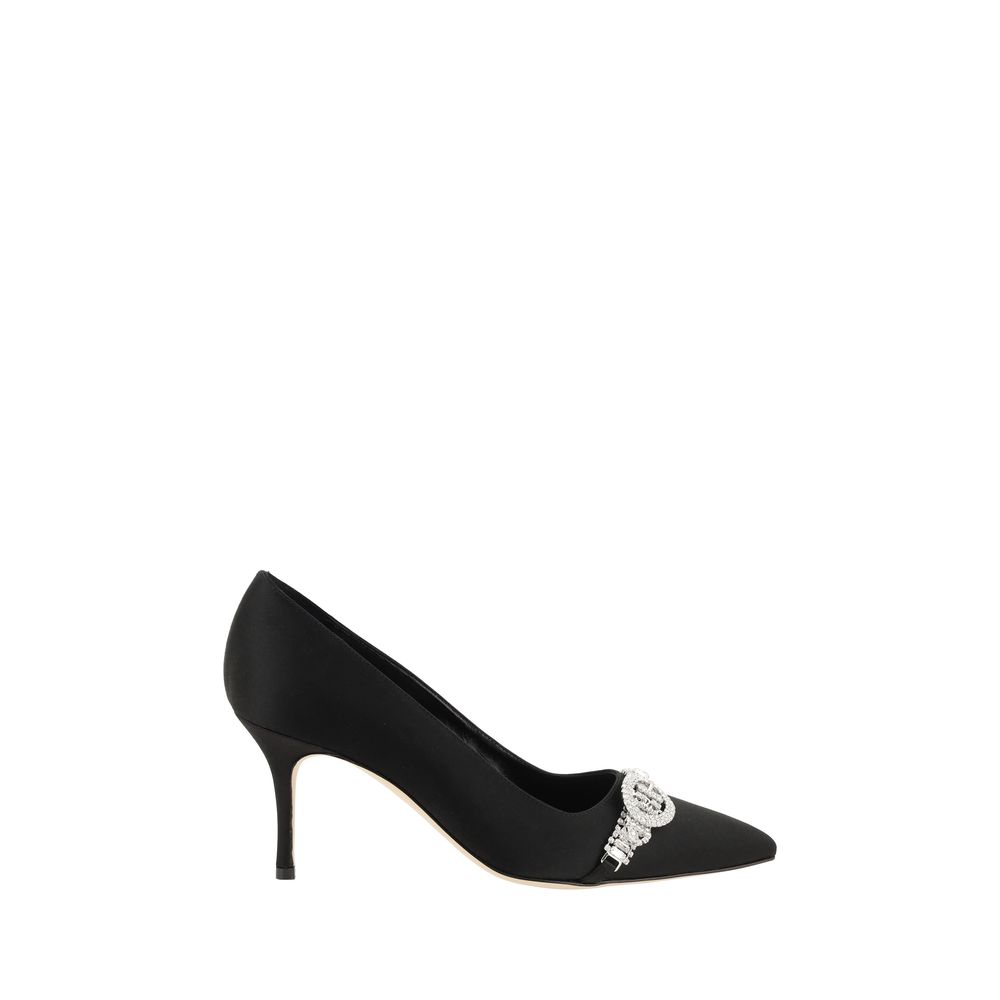 Manolo Blahnik Black Asapump Satin Pumps - Élégance et Confort