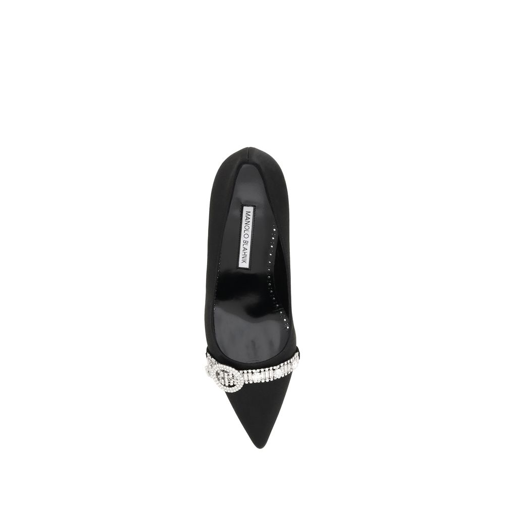 Manolo Blahnik Black Asapump Satin Pumps - Élégance et Confort