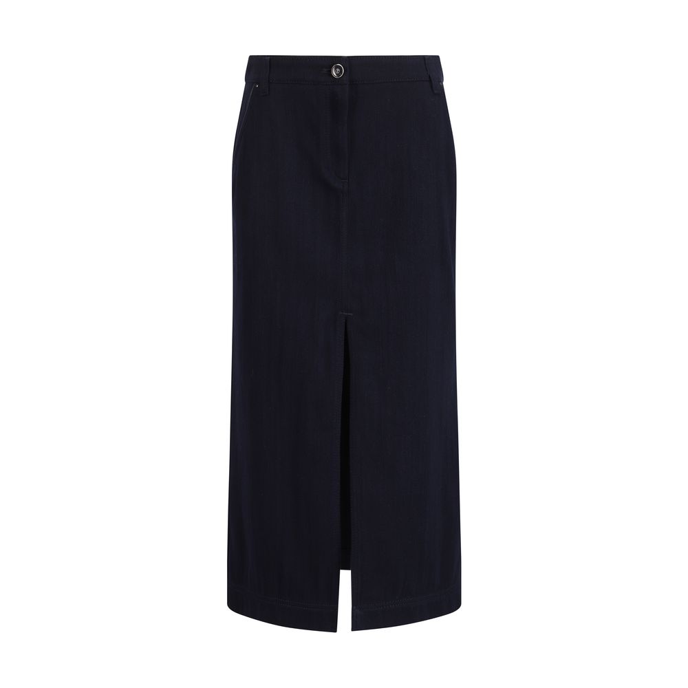 Giorgio Armani Blue Cotton Midi Skirt - Élégant et Polyvalent