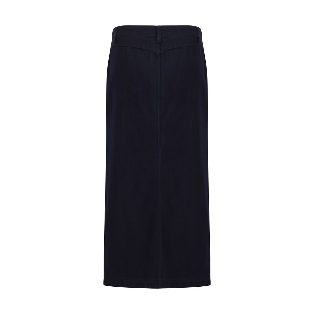 Giorgio Armani Blue Cotton Midi Skirt - Élégant et Polyvalent