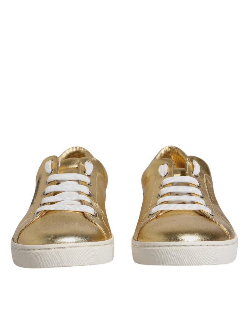 Dolce & Gabbana Gold Leather Logo London Men Sneakers