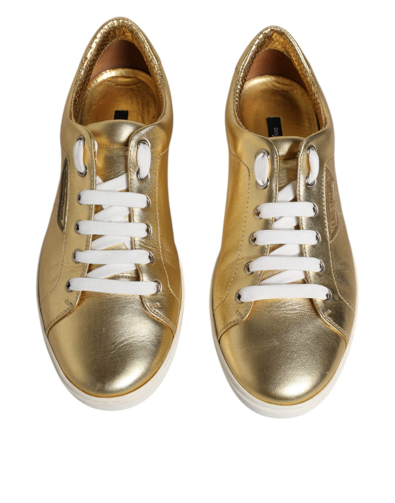 Dolce & Gabbana Gold Leather Logo London Men Sneakers