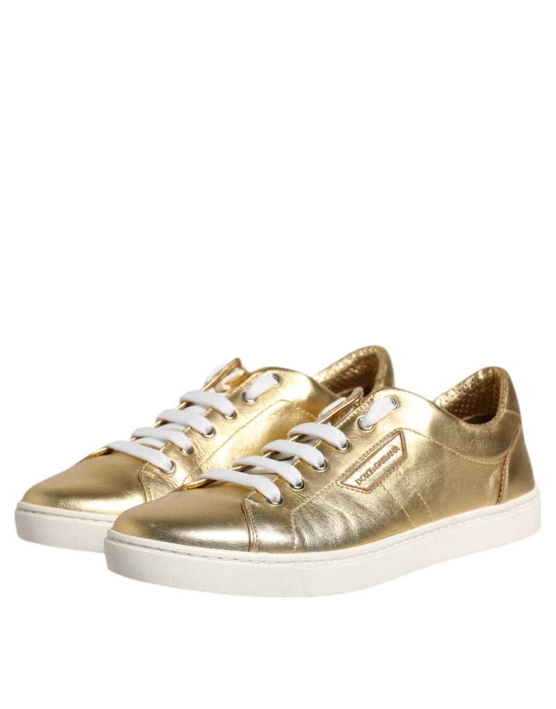 Dolce & Gabbana Gold Leather Logo London Men Sneakers