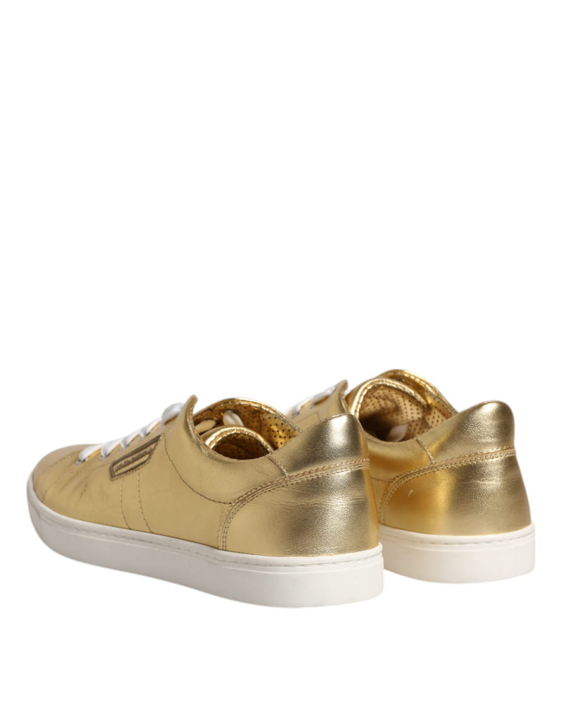 Dolce & Gabbana Gold Leather Logo London Men Sneakers