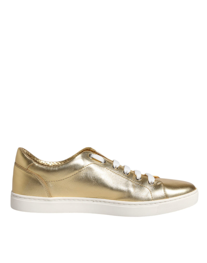 Dolce & Gabbana Gold Leather Logo London Men Sneakers