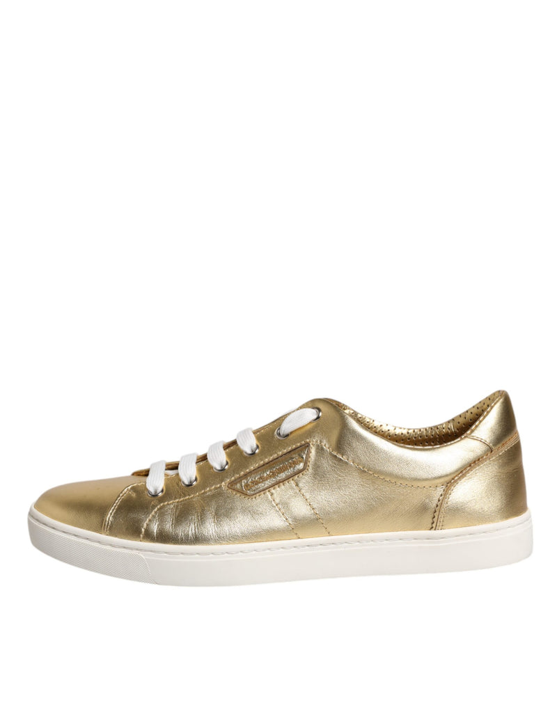 Dolce & Gabbana Gold Leather Logo London Men Sneakers