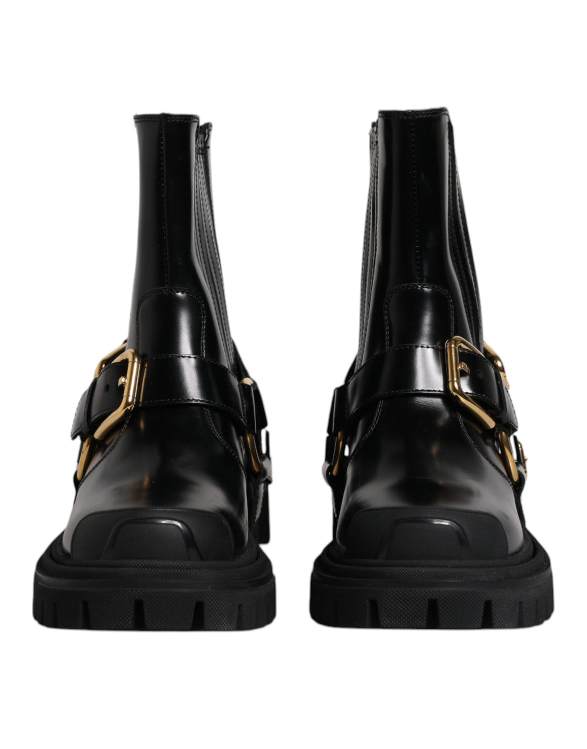 Dolce & Gabbana Black Leather Slip On Stretch Trekking Boots