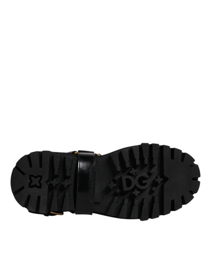 Bottines de randonnée en cuir noir à enfiler et extensibles Dolce & Gabbana