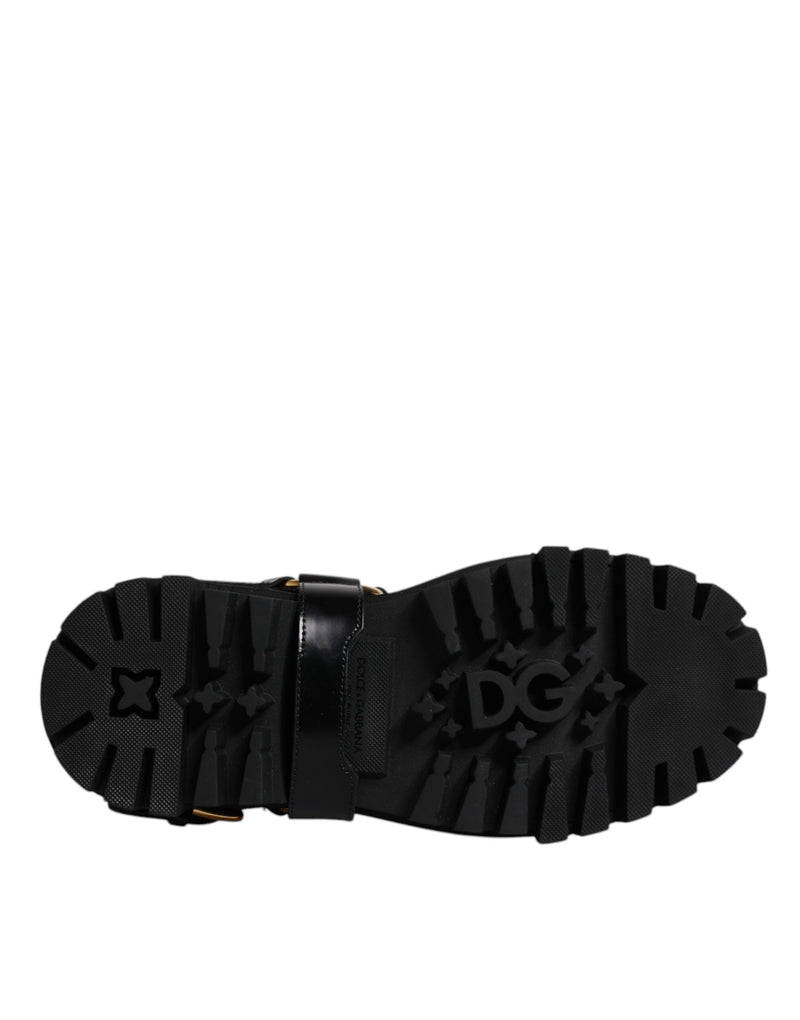 Dolce & Gabbana Black Leather Slip On Stretch Trekking Boots