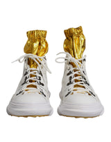 Dolce & Gabbana White Nylon Galileo High Top Sneakers