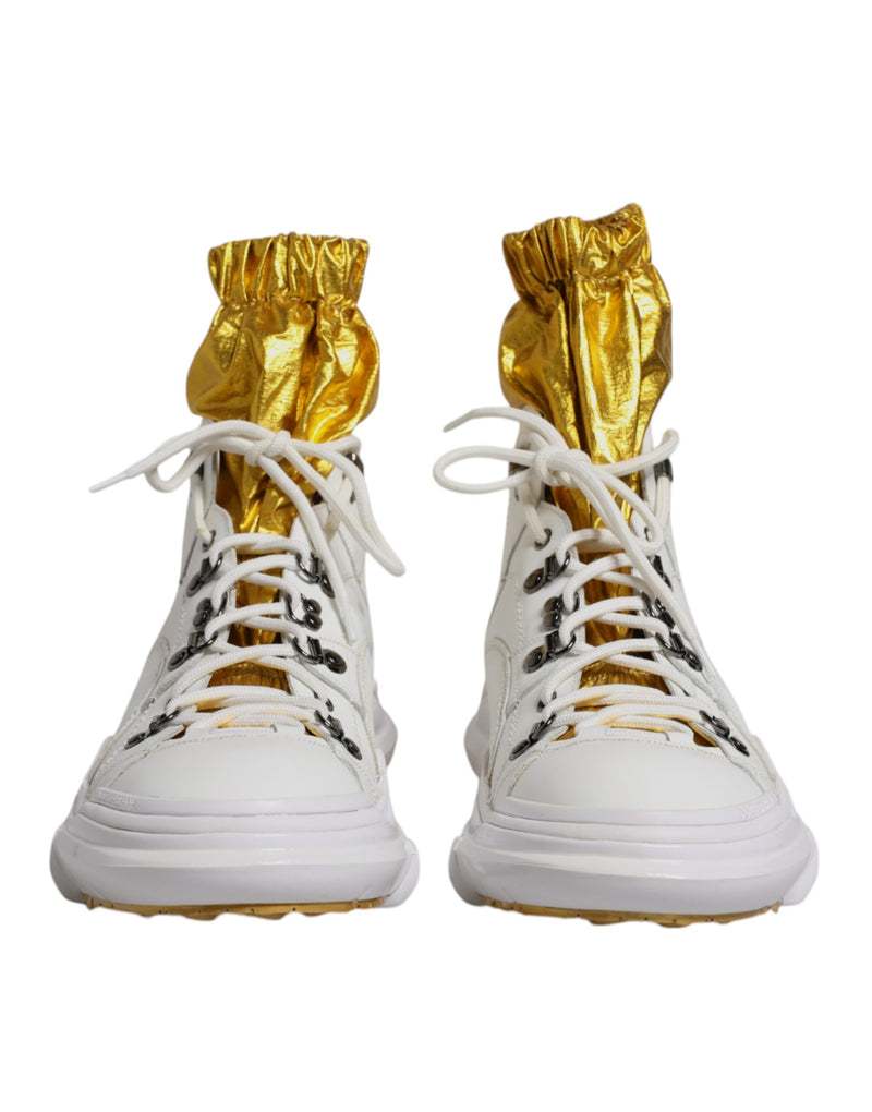 Dolce & Gabbana White Nylon Galileo High Top Sneakers