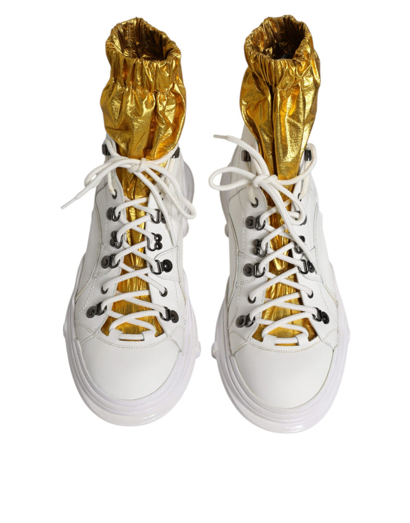 Dolce & Gabbana White Nylon Galileo High Top Sneakers