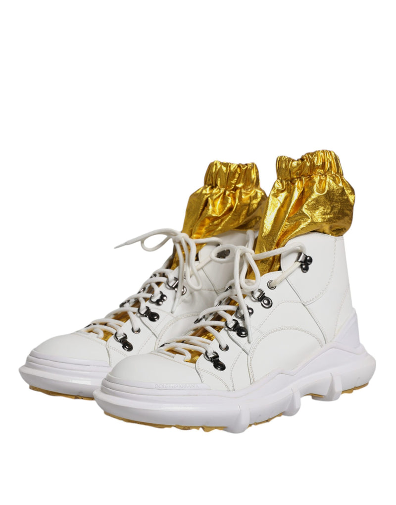Dolce & Gabbana White Nylon Galileo High Top Sneakers