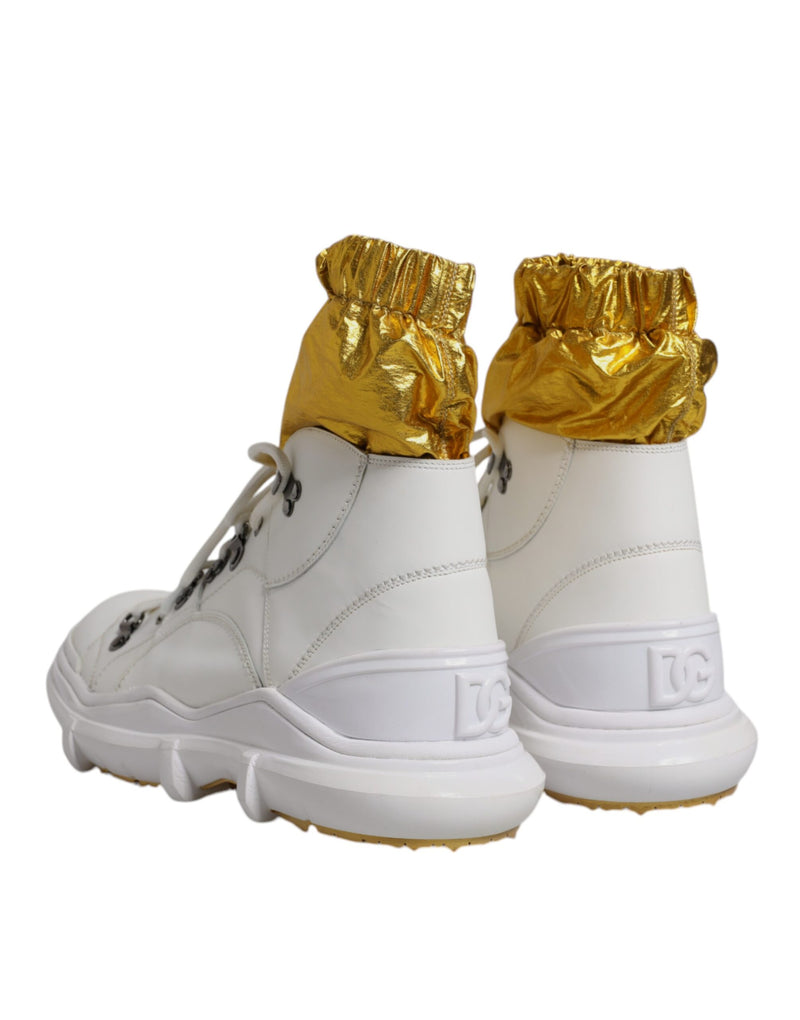 Dolce & Gabbana White Nylon Galileo High Top Sneakers
