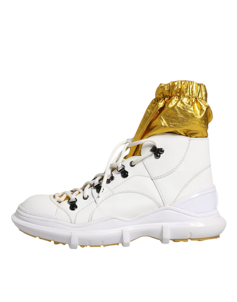 Dolce & Gabbana White Nylon Galileo High Top Sneakers