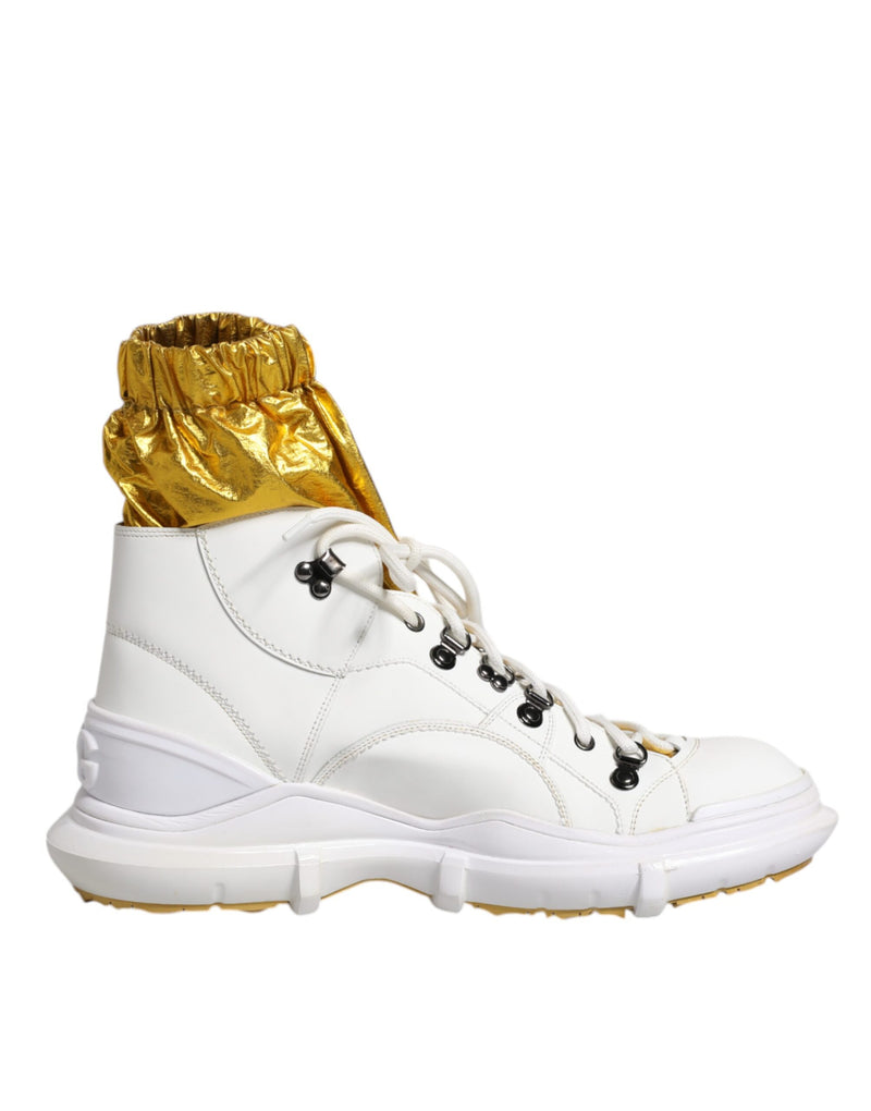 Dolce & Gabbana White Nylon Galileo High Top Sneakers