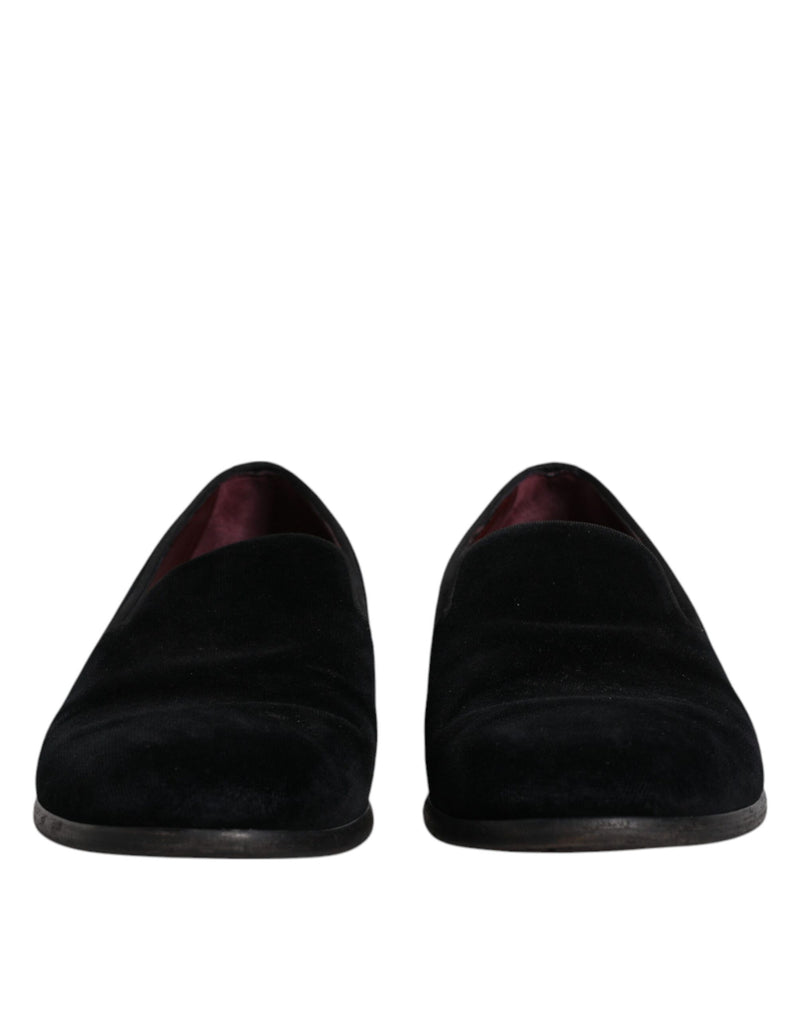 Dolce & Gabbana Black Velvet Loafers - Élégantes Chaussures pour Hommes