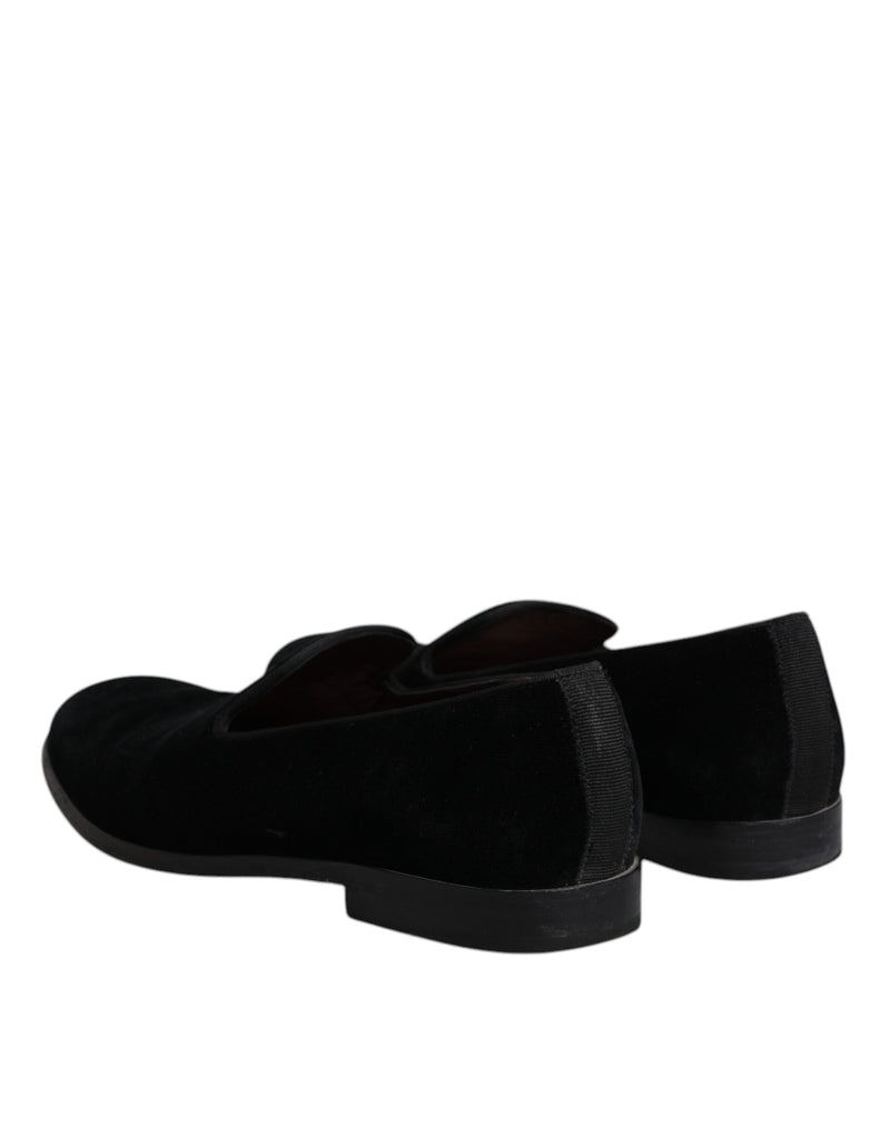 Dolce & Gabbana Black Velvet Loafers - Élégantes Chaussures pour Hommes