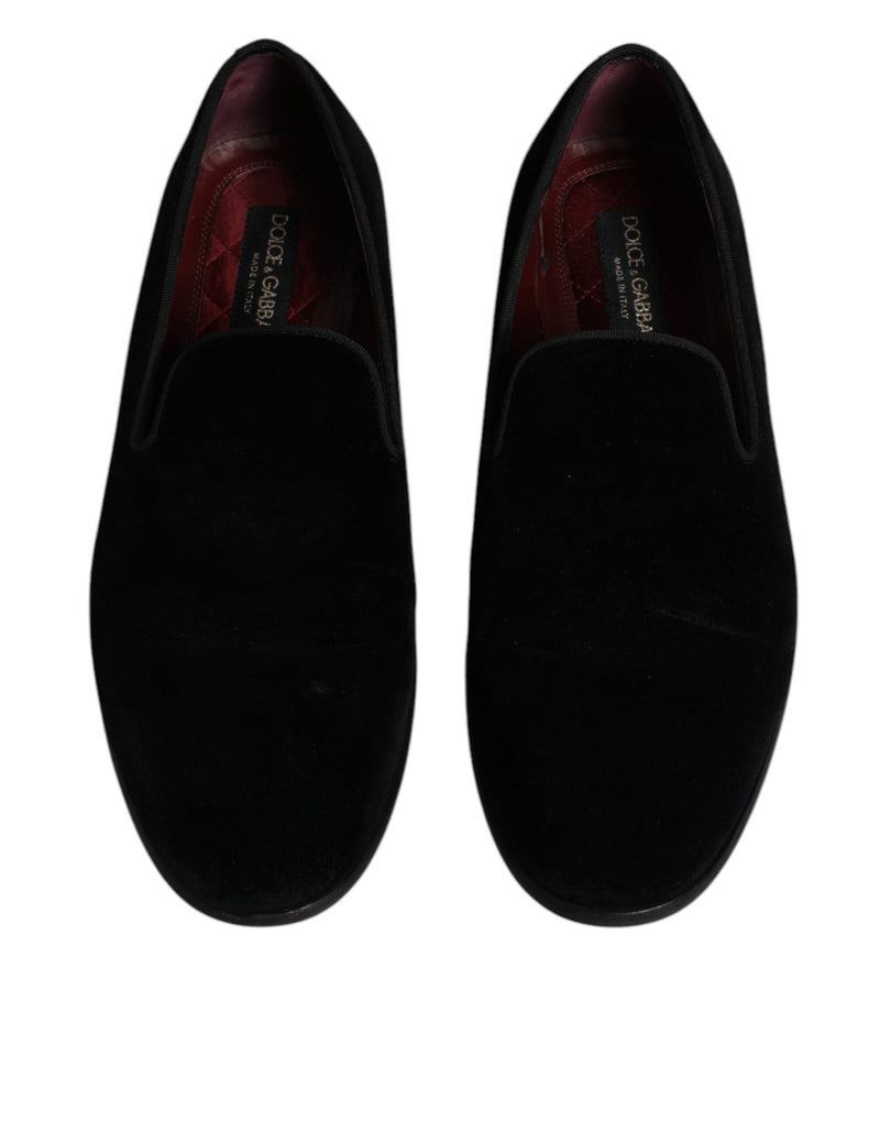 Dolce & Gabbana Black Velvet Loafers - Élégantes Chaussures pour Hommes