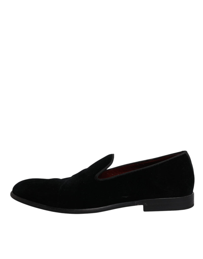 Dolce & Gabbana Black Velvet Loafers - Élégantes Chaussures pour Hommes