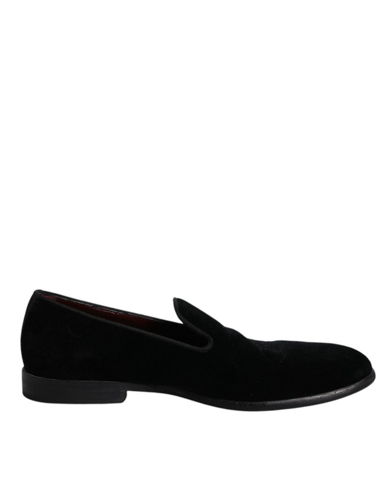 Dolce & Gabbana Black Velvet Loafers - Élégantes Chaussures pour Hommes