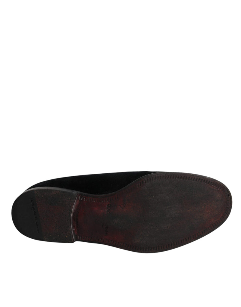 Dolce & Gabbana Black Velvet Loafers - Élégantes Chaussures pour Hommes
