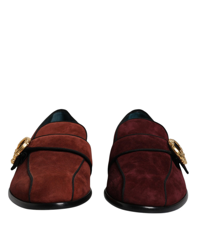 Dolce & Gabbana Bordeaux Suede Loafers - Chaussures Élégantes pour Hommes